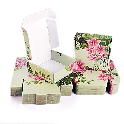 Small Shipping Boxes For Small Business Hawaiian Flower Floral 25 Pack, 6x6x2in Recyclable Small Cardboard Boxes For Packaging Shipping Boxes Corrugated Mailer Mailing Packing Gift Boxes - color: Hawaiian Flower, size: 6x6x2in