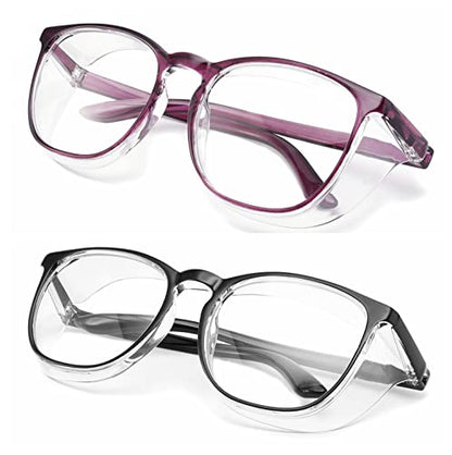 Alsenor Safety Glasses Anti Fog Goggles Protective Eyewear Blue Light Blocking Anti Dust UV Protection Glasses For Men Women (2 Pack (New Purple + Black)) - color: 2 Pack (New Purple + Black)