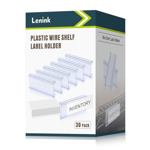 Lenink 30Pcs Wire Shelf Label Holders,Plastic Wire Rack Label Holder,Compatible with Metro 1-1/4in Shelves,Label Area 3in Lx1.25in H (Label Paper Insert Included) - color: Transparent, size: 3in