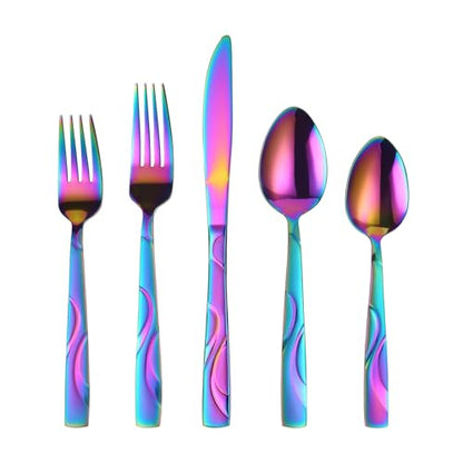 30-Piece Rainbow Silverware Set for 6 - color: Rainbow, size: 30-Piece
