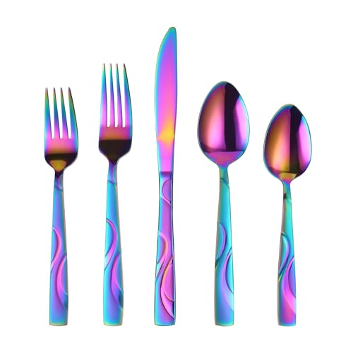 40-Piece Rainbow Flatware Set for 8 - color: Rainbow, size: 40-Piece