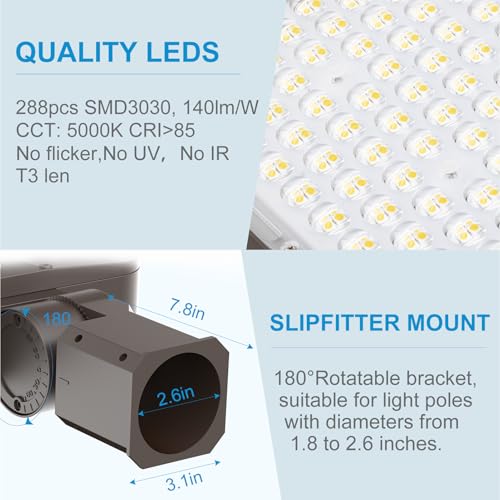 Lightdot 400W LED Parking Lot Lighting 3Pack Pole Mount Parking Lot Lights