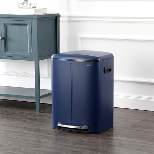 happimess Marco 10.6 Gal Double Bucket Step Trash Can, Denim Blue - color: Denim Blue