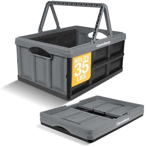 CleverMade Collapsible Basket With Handles, 32L 1 Pack, 35 lb, Stone - color: Stone, size: 32l - 1 Pack