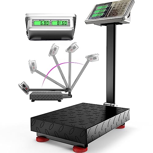 660lb Industrial Floor Platform Scale with 90°-135° Rotate Double Sided Display Weight Computing Digital Scale Platform Scale LB/KG for Luggage Shipping Package Computing - color: Black-B