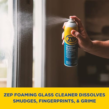 Zep Foaming Glass and Plexiglass Cleaner - 19 oz (Case of 4) ZUFGC19 – Foaming Formula that clings to Vertical Surfaces for Streak-Free Glass Cleaning