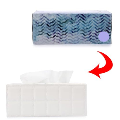 Sumnacon Tissue Box Cover Rectangle,Magnetic Bottom,PU Tissue Box Holder,M - color: White, size: Medium