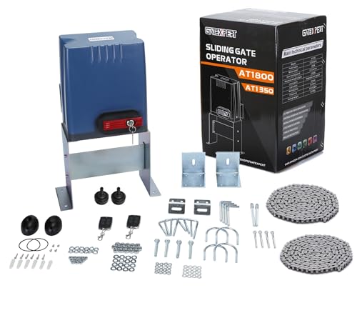 Sliding Gate Opener with Remote Controls & Security Photocell Sensor,Chain Driven AC Motor for Gate up to 1350lb (AT1350 Automatic Gate Opener Kit) - size: AT1350