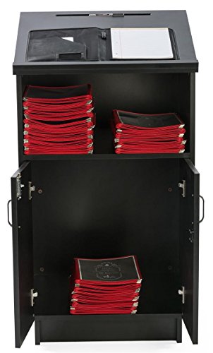 Displays2go 45.5" Tall Podium with Locking Cabinet, Black - color: Black