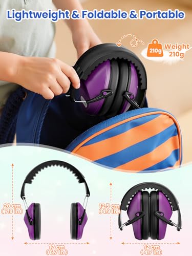 Dr.meter Ear Muffs for Noise Reduction, Kids Ear Protection Earmuffs Purple - color: Crimson Purple
