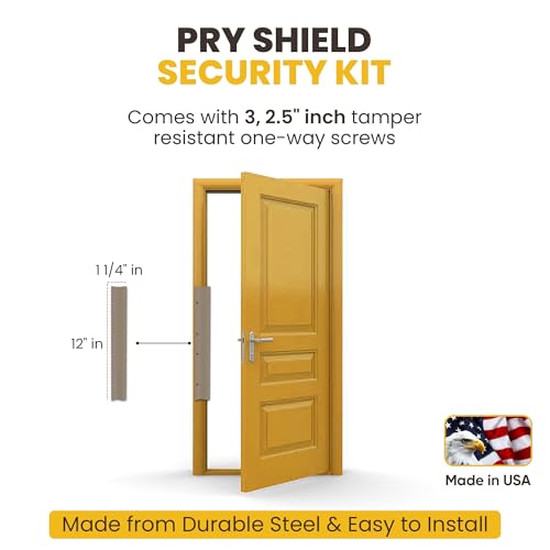 Door Armor 12″ Pry Shield Door Security Accessory – Heavy Duty Steel Lock Protector, Prevents Pry Attacks, Easy 5-Minute Installation, Satin Nickel