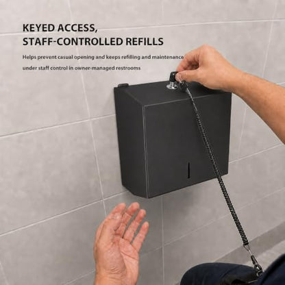 Stainless Steel Paper Towel Dispenser Wall Mount for Commercial Bathrooms - color: 3815-black