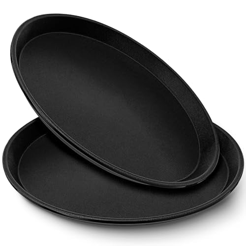 Zopeal 2 Pcs Bar Service Tray Round Plastic Non Slip,11" - size: 11"