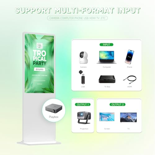 Touch Screen Digital Kiosk, 43 Inch Interactive Digital Signage Display for Retail, Mall, Office Lobby, Events, Advertising Board with Built-in Media Player