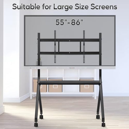 Interactive Whiteboard Portable Stand for 55"-86" Smart Board, Four Lockable Wheels, Sleek Design for The Modern Office or Classroom - size: 55-86 Inch