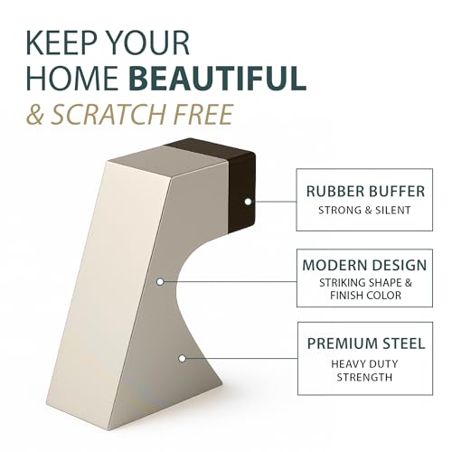 Mega Handles Curved Floor Door Stop Satin Nickel (1-Pack) - Wall Protector - color: Satin Nickel