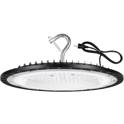 YANYCN 150W UFO Led High Bay Light Fixture,5000K Daylight Commercial Shop Bay Lighting,120VAC,[650W MH/HPS Equiv.] 21000LM,US Plug Area Lighting for Garage/Warehouse/Barn/Gym/Factory/Workshop - color: 151W 1pack UFO Led High Bay light