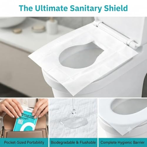 80 Pcs Toilet Seat Covers Disposable,XL Flushable Toilet Seat Cover