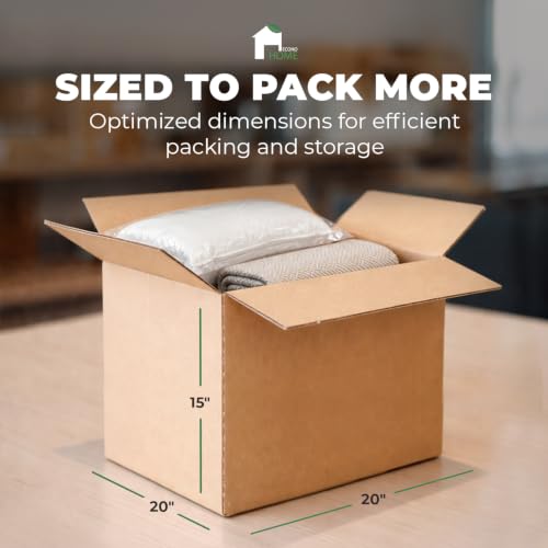 EconoHome Corrugated Shipping Boxes - 20x20x15" Large Moving Boxes - Durable Cardboard - For Packing, Storage & Small Business Packaging - Stackable Kraft Cartons for Secure Transport - 75-Pack - size: Large