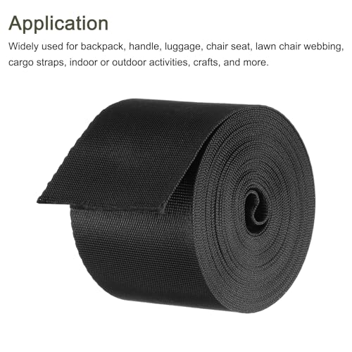 MECCANIXITY Flat Nylon Webbing Strap 2 Inch 5 Yards Black - color: Black, size: 2 Inch x 5 Yards