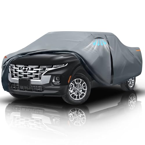 Santa Cruz Truck Cover Custom Fit 2021-2025 Crew Cab Short Bed(4.3') with Door Zipper, 10 Layers Outdoor Heavy Pickup Truck Cover Waterproof All Weather, Wind Dust Sun Protector. - size: Custom fit Hyundai Santa Cruz Crew Cab SB