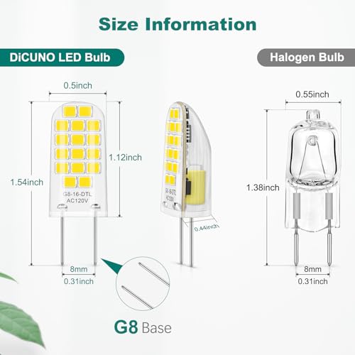 DiCUNO G8 LED Bulb Dimmable, 20W Equivalent, Daylight White 5000K, 10-Pack - color: Daylight White 5000k