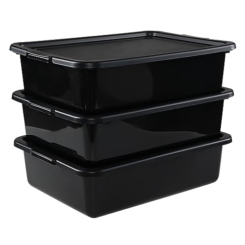 Taysisiter 13 L Commercial Bus Tub with Lid, Restaurant Bus Bin, 3 Packs