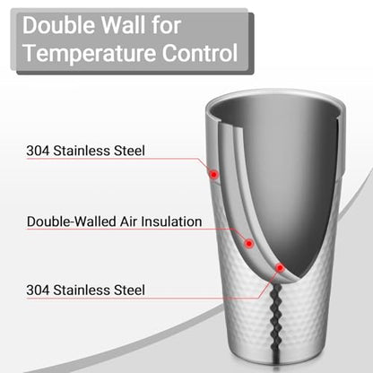 Beasea Stainless Steel Cups 19 oz, 2 Pack Large 18.6oz 550ml Stainless Steel Tumbler Stackable Double Wall Insulated Metal Drinking Glasses for Home Restaurant Office Party Camping - color: General with Honeycomb, style: 18.6oz 2pcs