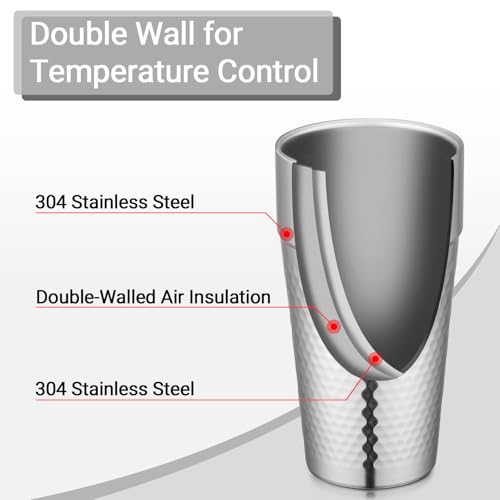 Beasea Stainless Steel Cups 19 oz, 4 Pack Large 18.6oz 550ml Stainless Steel Tumbler Stackable Double Wall Insulated Metal Drinking Glasses for Home Restaurant Office Party Camping - color: General with Honeycomb, style: 18.6oz 4pcs
