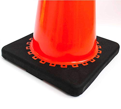(Set of 4) RK 28" Orange Safety Traffic PVC Cones, Black Base with One Reflective Collar (4 Cones) - size: 4 Cones