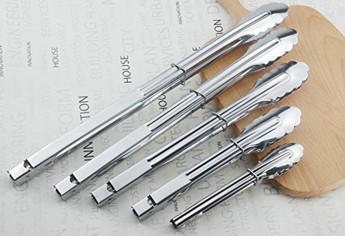 HINMAY Stainless Steel Serving Tongs Metal Cooking Tongs (9-Inch 3 Pieces) - size: 9"