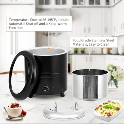 GarveeHome Soup Warmer, 13.7 Qt Commercial Grade Soup Kettle with Swing Lid and Detachable Stainless Steel Insert Pot, Food Warmer with Anti-Scald Handle for Restaurants, Buffet, Catering - size: 13.7 QT, Swing Lid