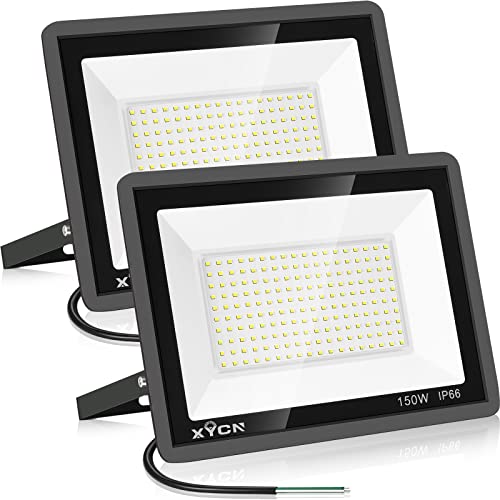XYCN 150W LED Flood Light Outdoor,2 Pack 15500LM Super Bright Security Light,IP66 Waterproof Floodlight,5000K Daylight White LED Exterior for Basketball Court, Stadium, Playground - color: 150W 2pack led flood light