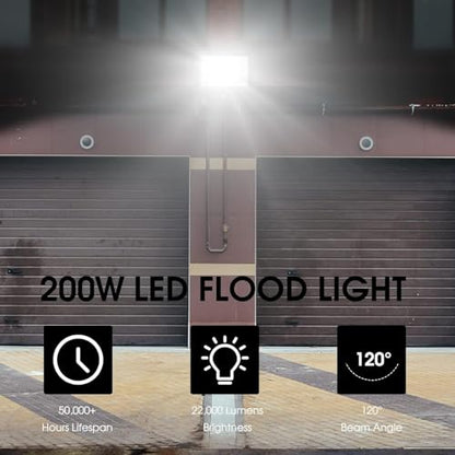 XYCN 200W LED Flood Light(3 Pack), Super Bright 22500lm Security Lights, IP66 Waterproof Outdoor Flood Light, 5000K Daylight Floodlight for Yard, Garden,Basketball Court, Arena - color: 200W 3pack led flood light