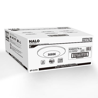 HALO HLCE 18-Pack 6 in LED Disk Ceiling Light 3000K 940lm 90 CRI Dimmable - size: 6 inch, 18-Pack