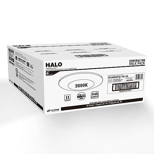 HALO HLCE 18-Pack 6 in LED Disk Ceiling Light 3000K 940lm 90 CRI Dimmable - size: 6 inch, 18-Pack