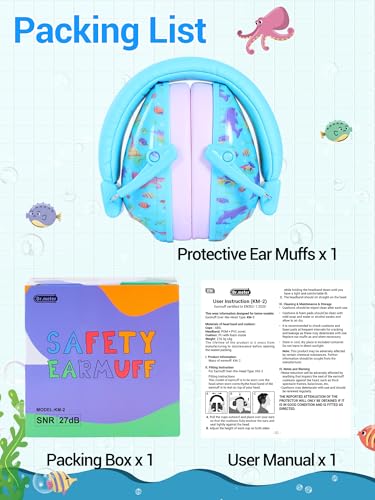 Dr.meter Kids Ear Protection for Monster Truck, Noise Reduction Ear Muffs - color: Print Ocean Creature