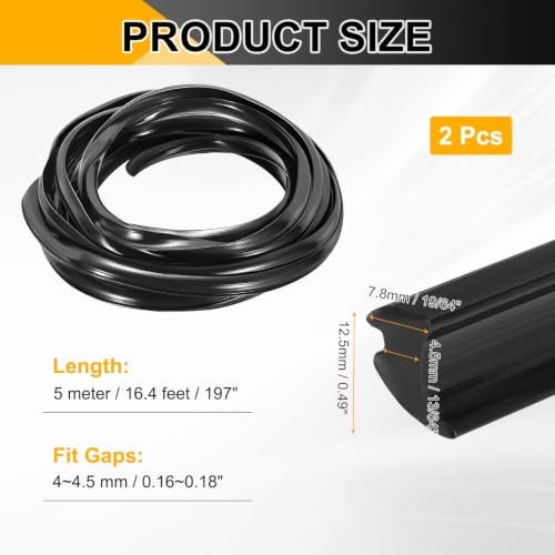 PATIKIL 2Pcs Weather Stripping Door Seal 13/64" Slot, 16.4Ft, Black, PVC - color: Black, size: 13/64" Slot, 16.4Ft