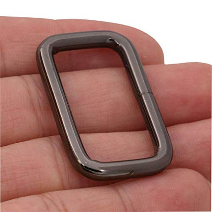 BIKICOCO Metal Rectangle Ring Buckles Square Strap Webbing Belt Rings for Bag Purse Non Welded 1-1/4 x 5/8 Inch - color: Gunmetal X 20 Pcs