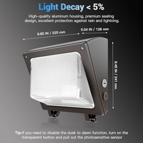 JTT 6Pack 75W/60W/45W LED Wall Pack Lights, Dusk to Dawn with Photocell,ETL