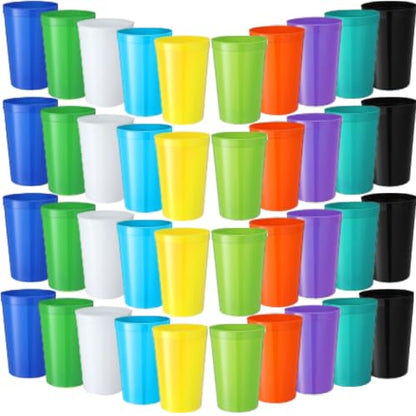 Honeydak 40 Pack 22 oz Plastic Stadium Cups Reusable, 10 Colors