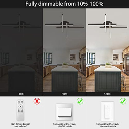 Modern LED Ceiling Light, Flush Mount Ceiling Light Fixture Black Dimmable LED Ceiling Lamps, Black Ceiling Light for Kitchen Island, Dining Room, Bedroom - size: 4-light