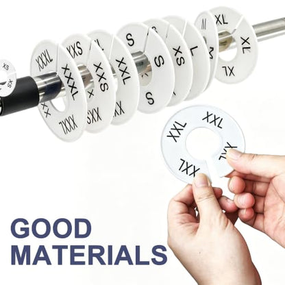 45Pcs Clothing Size Dividers Round Plastic White - color: White-9 Sizes (Xxs-xxxxl)