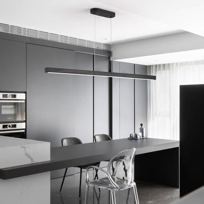YISDESIGN 71" Black Linear Pendant Light Wooden Led Linear Pendant Light Fixtures Ceiling Hanging Dimmable Pendant Lights for Dining Room Kitchen Island Pool Table Lights Black Wood Finish - color: Black, size: 71in