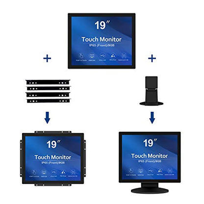 GreenTouch 19 inch Ultra Slim Touch Open Frame Monitor, HDMI/VGA/DVI Interface, 1280 x 1024 Resolution, Industrial Touch Display - size: 19 IN