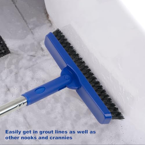 CELOX Grout Brush with Long Handle V-Shape Grout Line Scrubber with Stiff Bristle for Deep Cleaning Tile Grout, Blue - color: Bright-blue