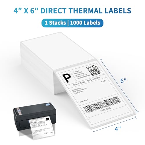 9527 Product Fanfold 4 x 6 Direct Thermal Labels White Perforated Shipping Labels, 1000 Label per Stack,1 Stack - color: White, size: 1 Stacks | 1000 Labels