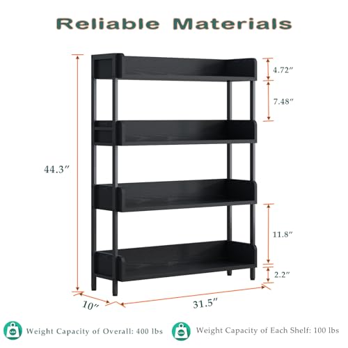 OSCHF Wide Open Shelf Bookcase, 4-Tier, Full Black - color: Black, size: 4-Tier