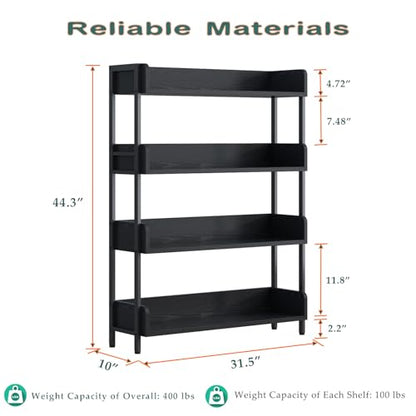 OSCHF Wide Open Shelf Bookcase, 4-Tier, Full Black - color: Black, size: 4-Tier