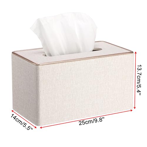 Sumnacon Large Tissue Box Cover Rectangle,Magnetic Bottom Tissue Box Holder - color: Beige With Rose Gold Trim, size: Large